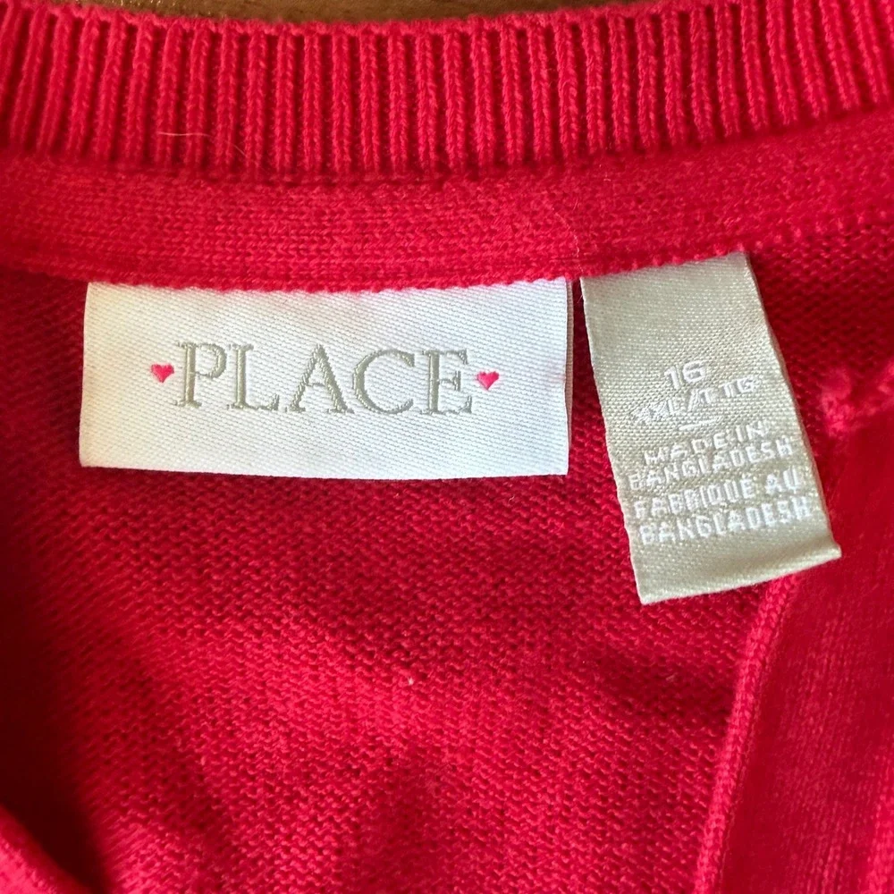 The Childrens Place Girls Red Cardigan and Black Stretch Pants Set Size 16 XL